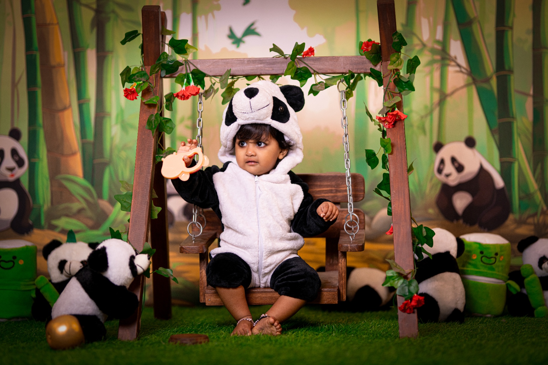 Baby in panda costume